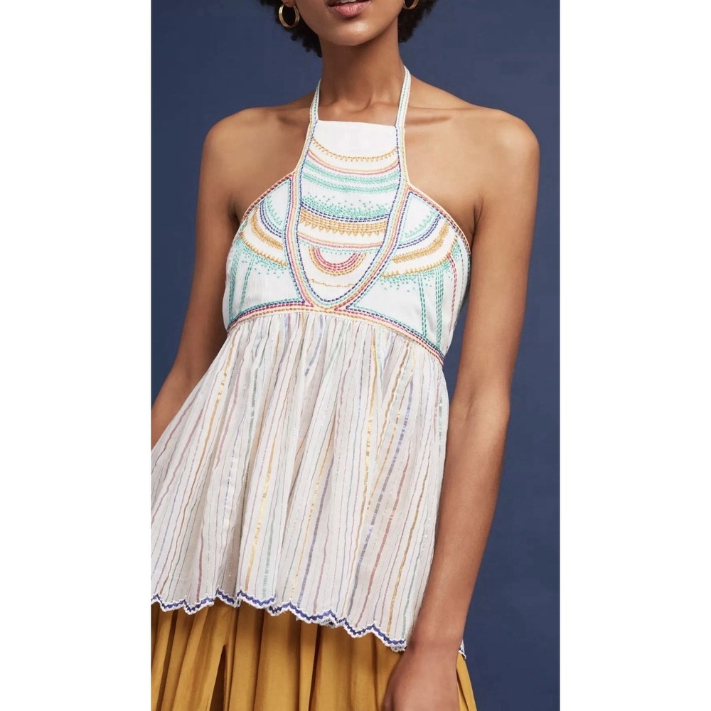 Anthropologie Floreat Itzel Halter Top Festival‎ Boho Retro Beach Wear Size 12